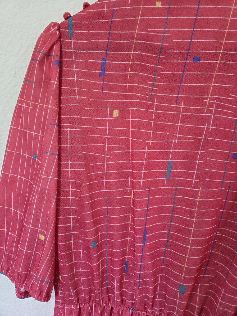 Vintage 90s CR Coral Pink Geometric Dress Womens 12 Medium/large - Picture 10 of 11